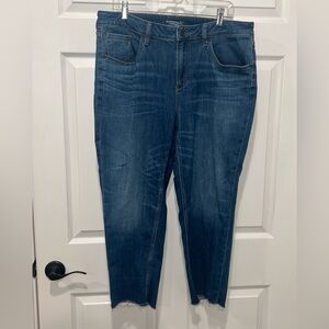 Chicos Jeans Womens 2 US‎ 12 Blue Boyfriend Ankle Stretch Denim Raw Hem